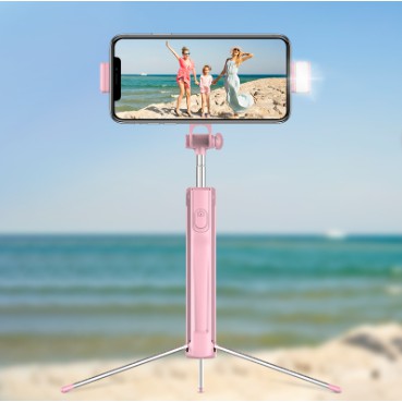 Gậy tự sướng Siêu dài + Có đèn ánh sáng Led hỗ trợ chụp ảnh đẹp, có nút Bluetooth chụp xa