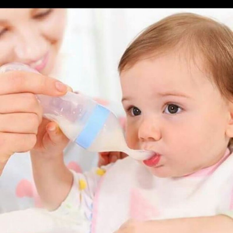 Bình Thìa Silicon Hỗ Trợ Bé Ăn Dặm , Bón Sữa , Cháo Cho Bé 90ml