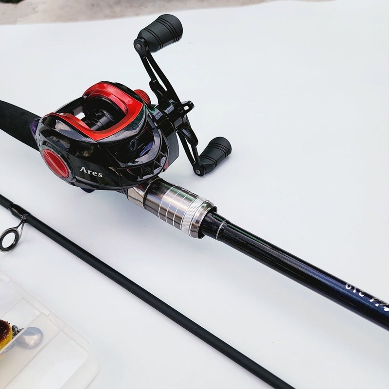 Bộ Cần Câu Lure Máy Ngang Kratos- máy ngang tặng kèm dây câu lure và bộ mồi câu