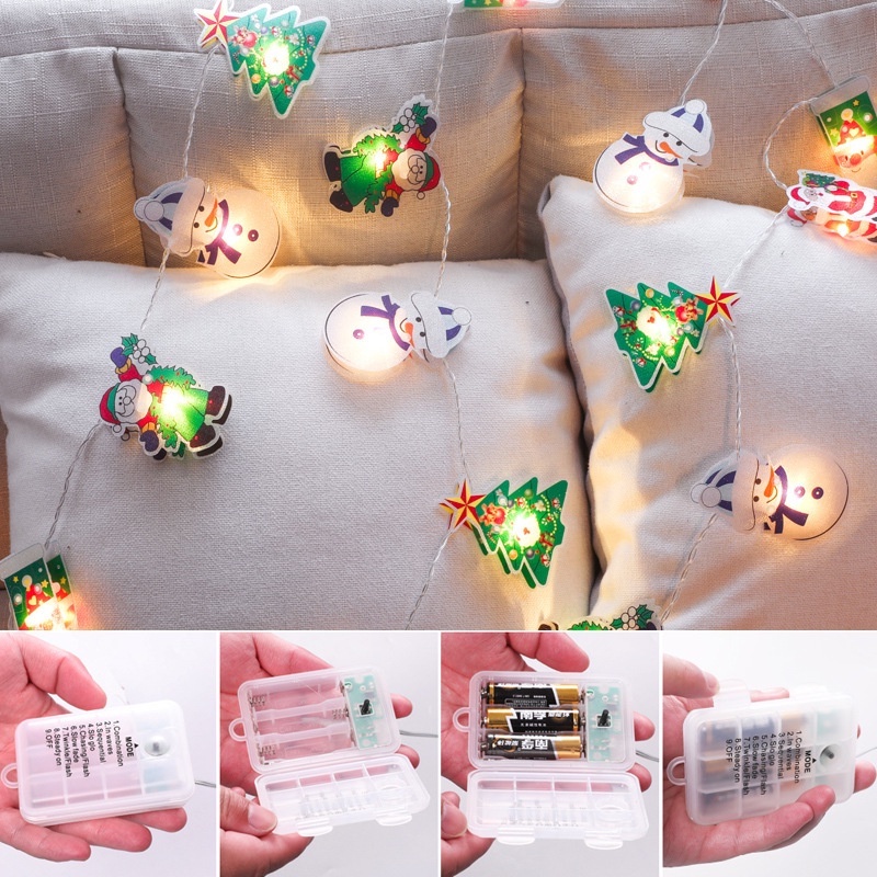 Dây Đèn LED Hình Ông Già Noel / Người Tuyết Trang Trí Cây Thông Giáng Sinh DIY