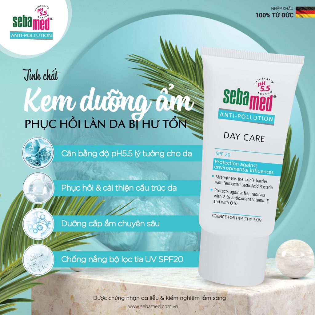 Kem dưỡng ẩm bảo vệ da chuyên sâu ban ngày SPF20 Sebamed Anti Pollution Day Care - All Skin pH5.5 (40ml)