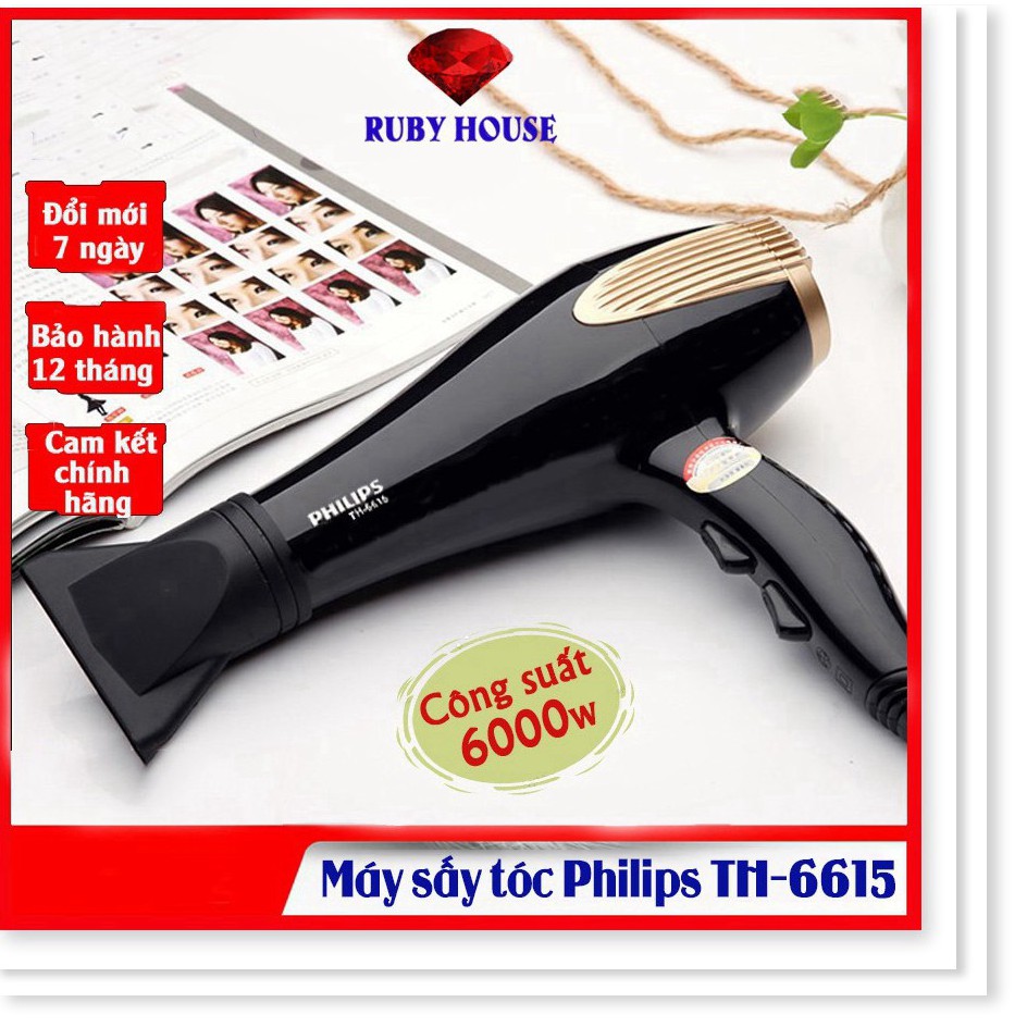 [CHÍNH HÃNG] Máy sấy tóc Phillips 6000W TH 6615 - Ruby House