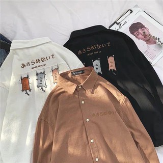 Áo Sơ Mi Mèo (Chữ Nhật) Nam Nữ YAYSHOP chất đũi mềm cá tính form unisex
