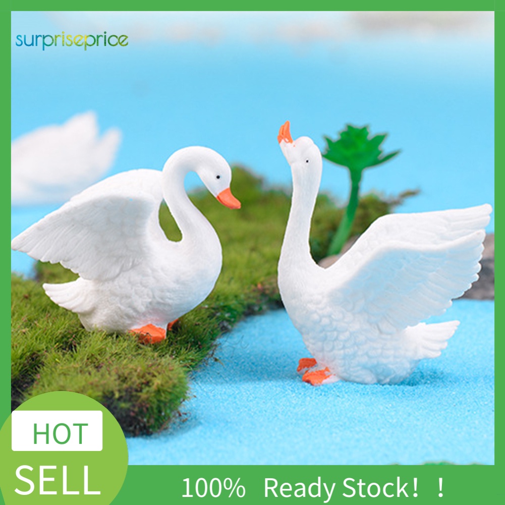Mô hình thiên nga cặp đôi bằng nhựa resin dùng trang trí tiểu cảnh DIY