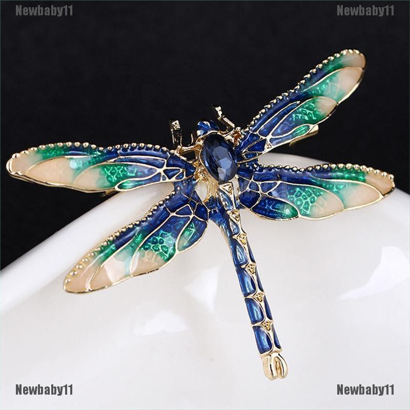 Ghim Cài Áo Hình Chuồn Chuồn Đính Đá Tráng Men