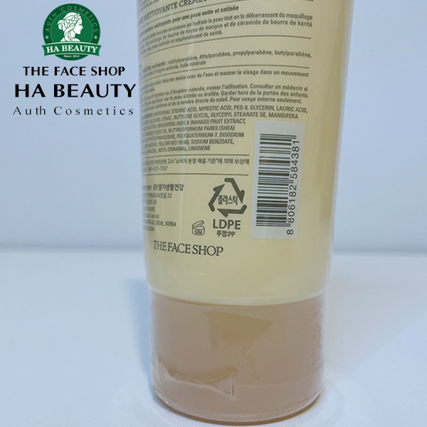 Sữa rửa mặt cấp ẩm sạch sâu se khít lỗ chân lông The Face Shop Mango Seed Creamy Foaming Cleanser 150ml dưỡng ẩm sâu