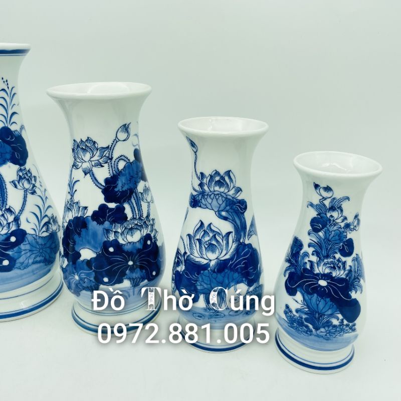 Lọ cắm hoa vẽ Sen men Lam dáng huệ