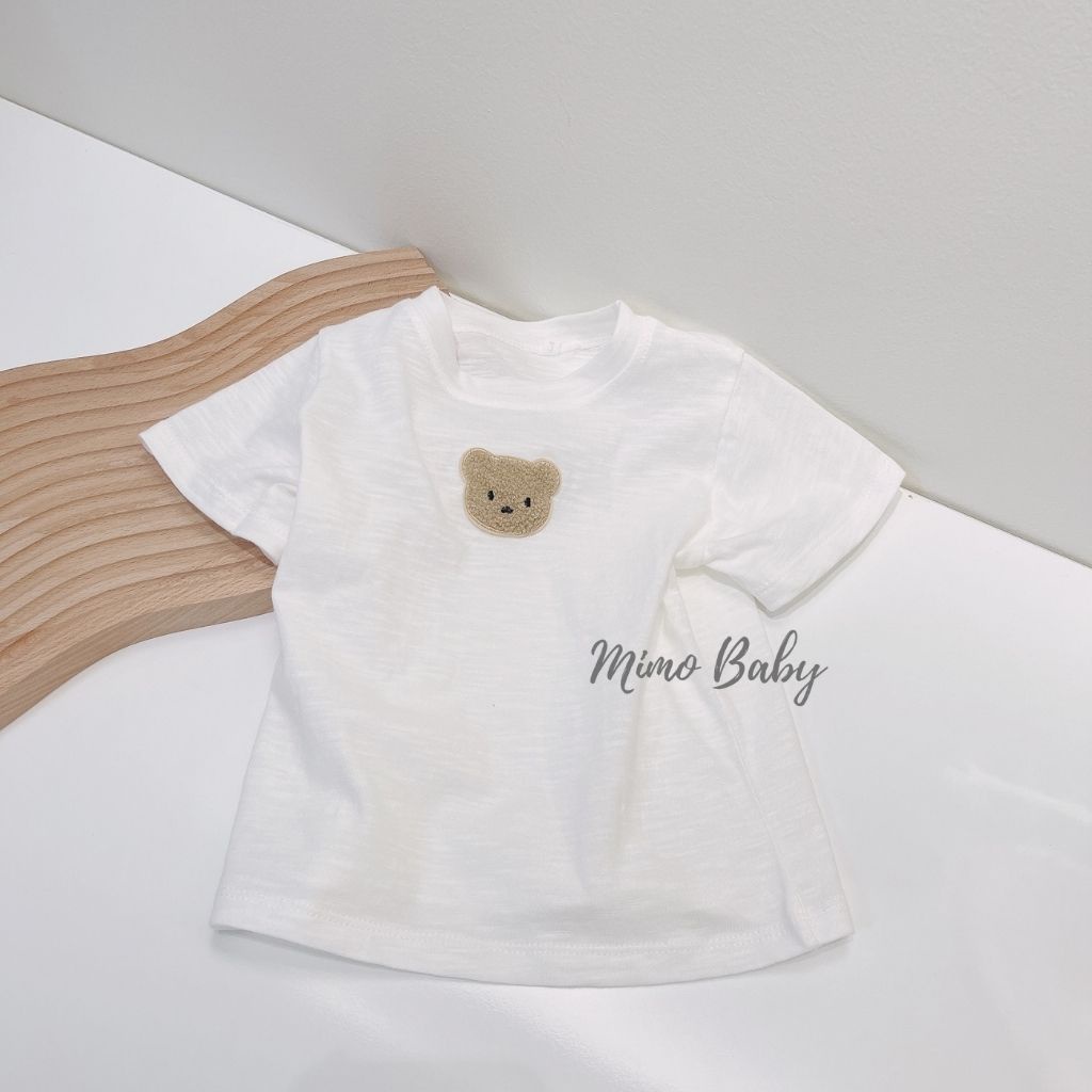 Áo cotton xước, áo cộc tay mùa hè đính gấu thêu dễ thương cho bé QA30 Mimo Baby