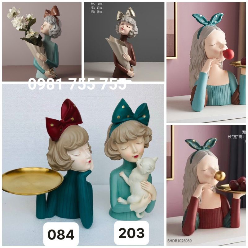 Tượng Cô Gái Để Bàn,Tượng Cô Gái lọ hoa Trang Trí Phong Cách Hiện Đại