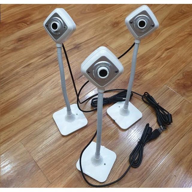 Webcam Cao Trắng Để Bàn Có Micro Kèm Đèn Led