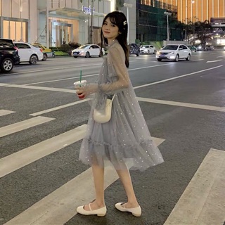 Đầm babydoll phối ren lấp lánh