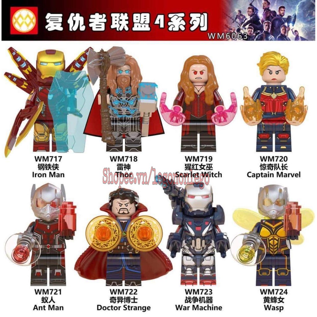 Minifigure siêu anh hùng Marvel EndGame mới nhất WM6063 Thor IronMan..