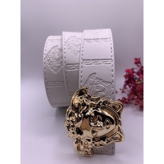 Thắt lưng mặt trạm k viền - Dây nịt da mầu trắng - hàng nhập khẩu chính hiệu VS