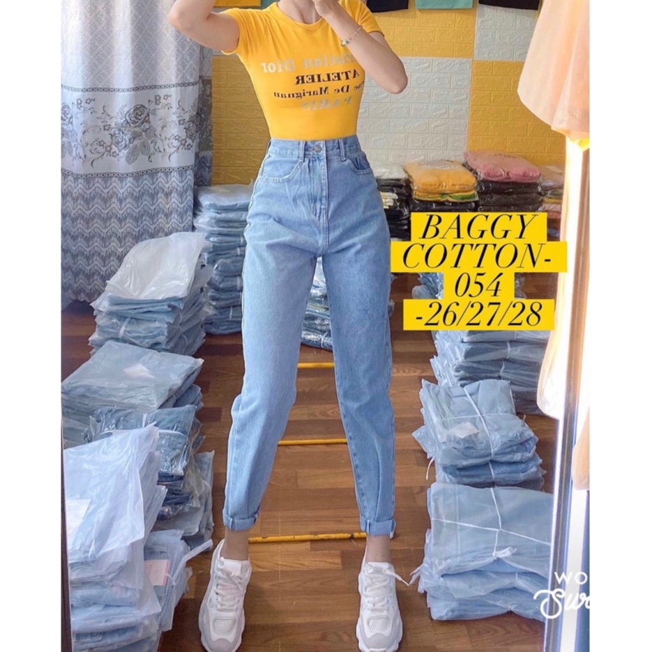 Quần Baggy Jean Nữ Trơn Basic Chất Bò Dày Dặn 4 màu Đen, Trắng và Xanh Dễ Mặc Dễ Phối