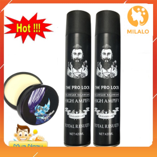 COMBO gôm xịt tóc the pro lock 320 ML + Sáp Vuốt Tóc Nam BluMaan Styling Meraki (Bản Tê Giác Xanh )