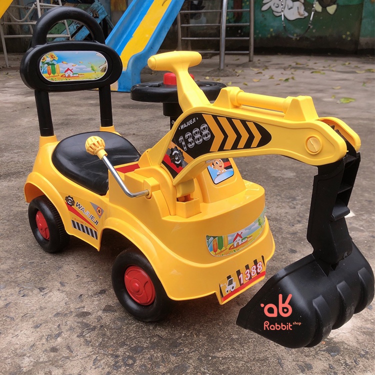 Xe cẩu máy xúc chòi chân có nhạc 2 trong 1 cho bé [XCCC]