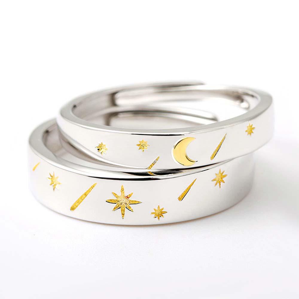 Nhẫn Cặp Họa Tiết Trăng Sao Mặt Trời Thời Trang Hàn Quốc Cho Nam Nữ