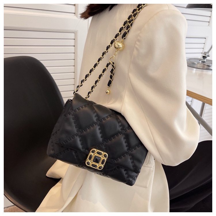 Túi Đeo JASMIN NOIR Chéo Dáng Vuông Nhỏ Họa Tiết Sọc Caro Phối Dây Xích Thời Trang Trẻ Trung Cho Nữ