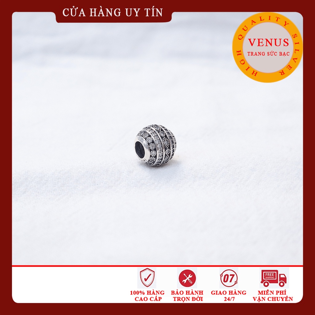 [Charm bạc 925 cao cấp] Charm bạc hình cầu họa tiết- Mã sản phẩm VENUSCD