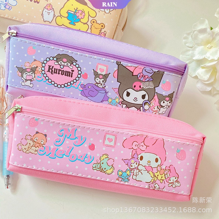 SANRIO Túi Đựng Bút Hai Ngăn Họa Tiết Melody Melody/Mèo Hello Kitty/Caracon Dễ Thương Cho Bé