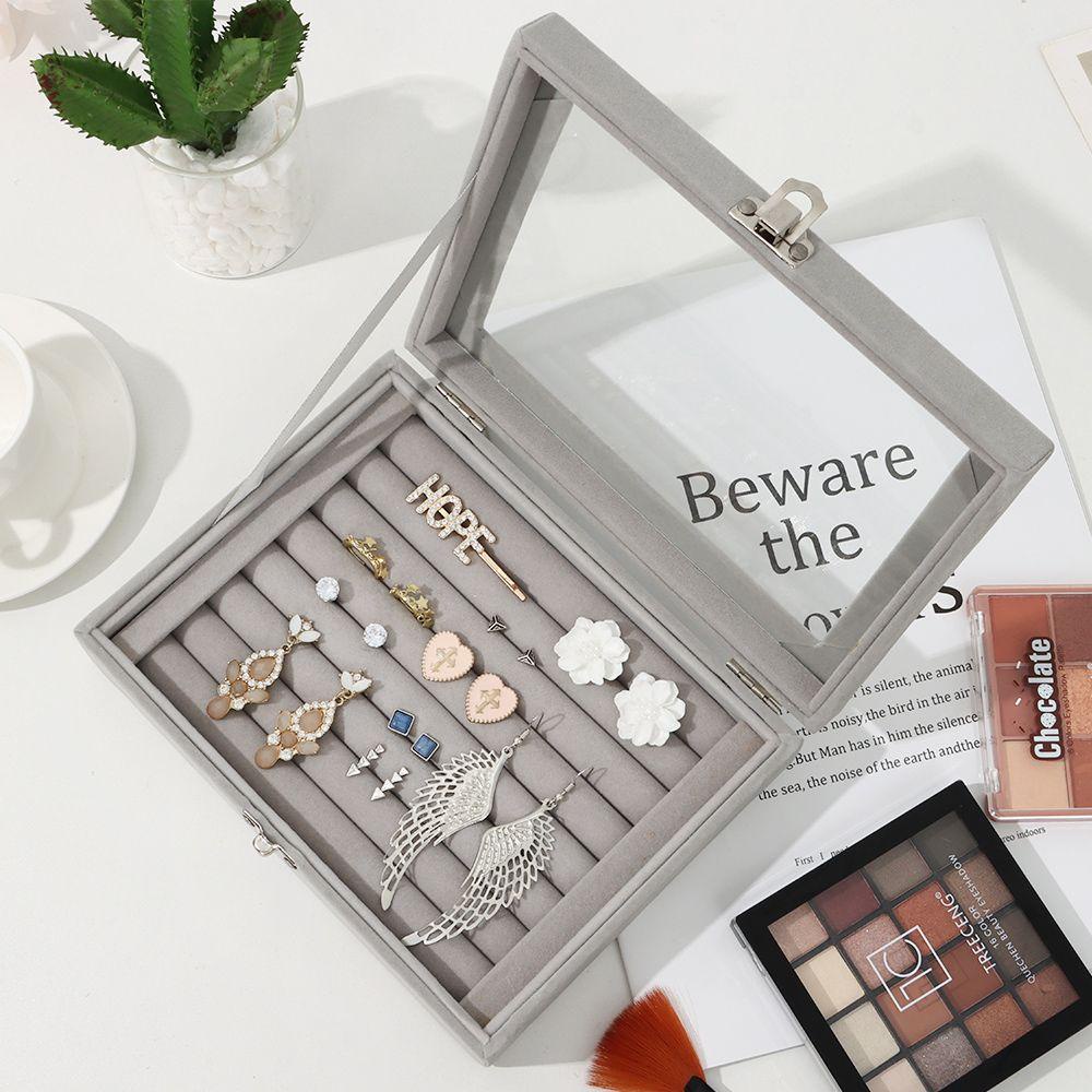 Hộp Đựng Nhẫn Bằng Nhung Mềm Mại Màu Xám 1 Cái