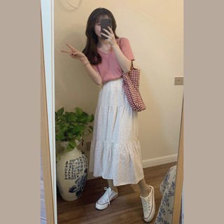 Set nữ phông tăm hồng mix chân váy siuuu dễ thương