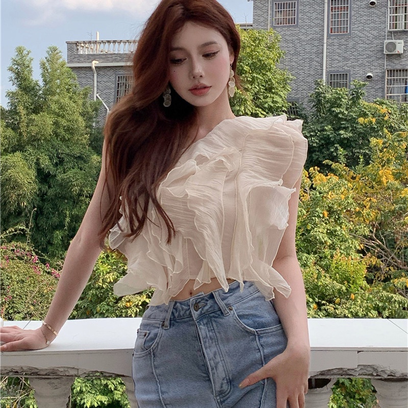 Áo Voan Không Tay Trễ Vai Thời Trang Quyến Rũ Dành Cho Nữ