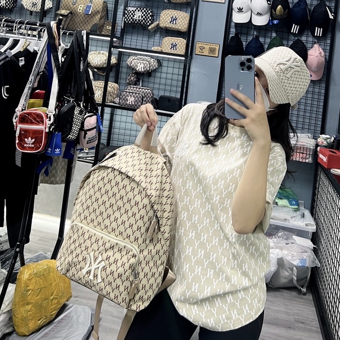 ✅ [ FELIX CHUẨN 1:1 + VIDEO] Balo NY MLB NEW YORK YANKEES MONOGRAM BACKPACK Beige - 32BG10941-50B | CÓ SẴN 2 MÀU HOT