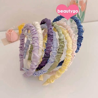 Băng Đô Cài Tóc Xếp Ly Màu Tím / Trắng Thời Trang Cho Nữ