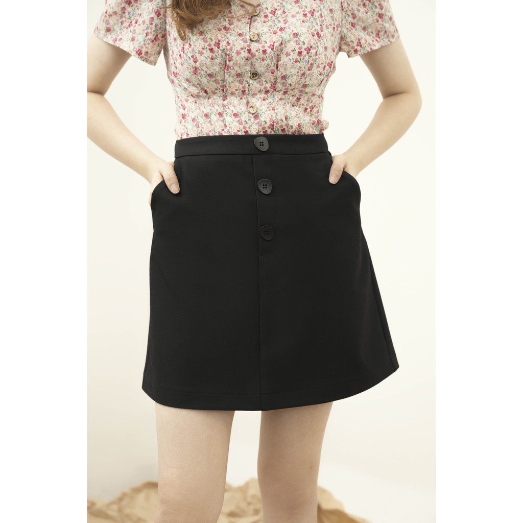 Chân váy basic 3 khuy màu đen 1CV1028 ADORE DRESS