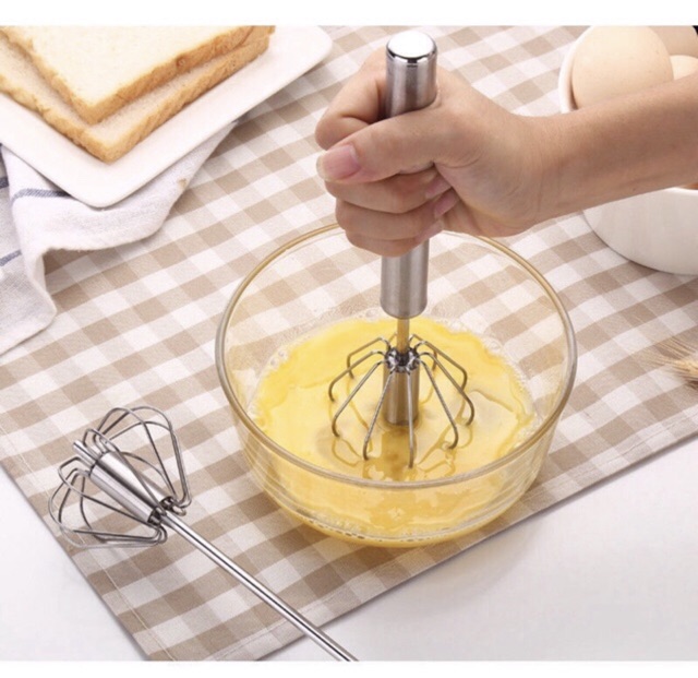 Cây Đánh Trứng Inox Trục Tự Xoay