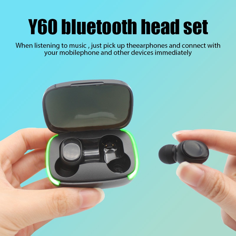 Tai Nghe Nhét Tai Y60 TWS Bluetooth 5.1 Không Dây Âm Thanh Nổi Có Micro Chống Ồn Cho Xiaomi IOS Android