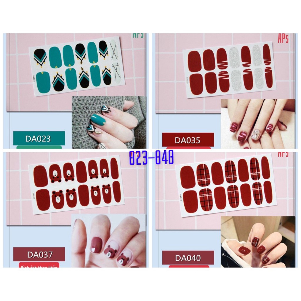 Set 14 sticker dán móng trang trí nail nhỏ gọn, tiện lợi. [DA023  - DA040]