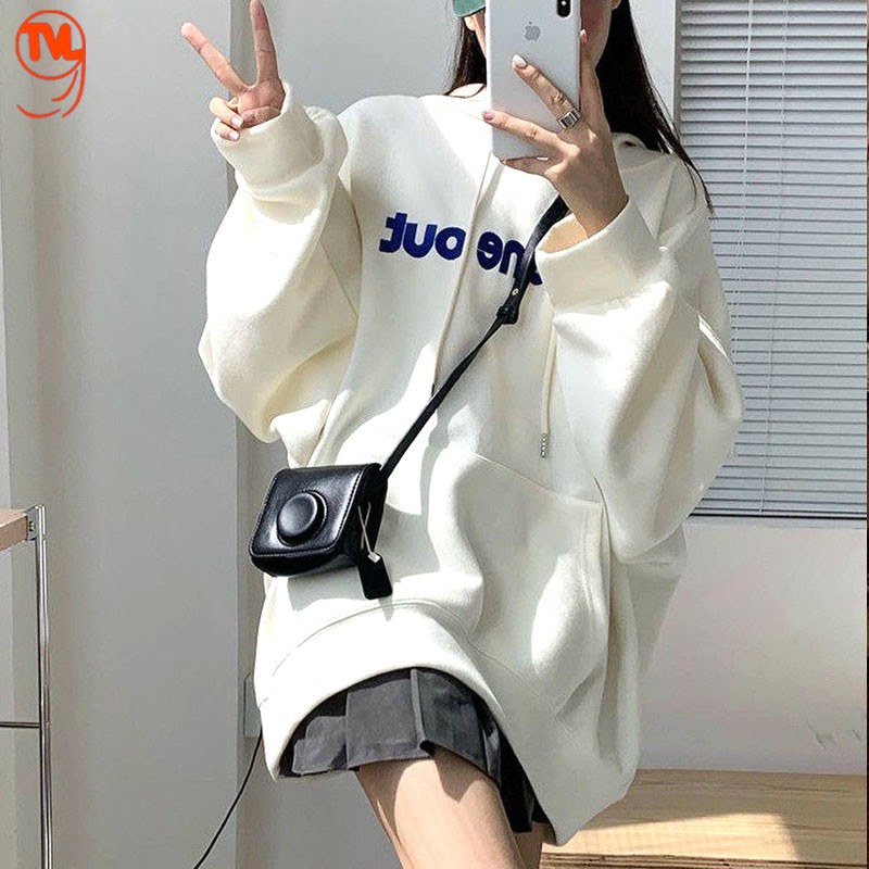 Áo hoodie nữ TVL1999, áo khoác nỉ nữ trùm đầu in chữ tay bồng From rộng phong cách Hàn Quốc size < 70kg | BigBuy360 - bigbuy360.vn