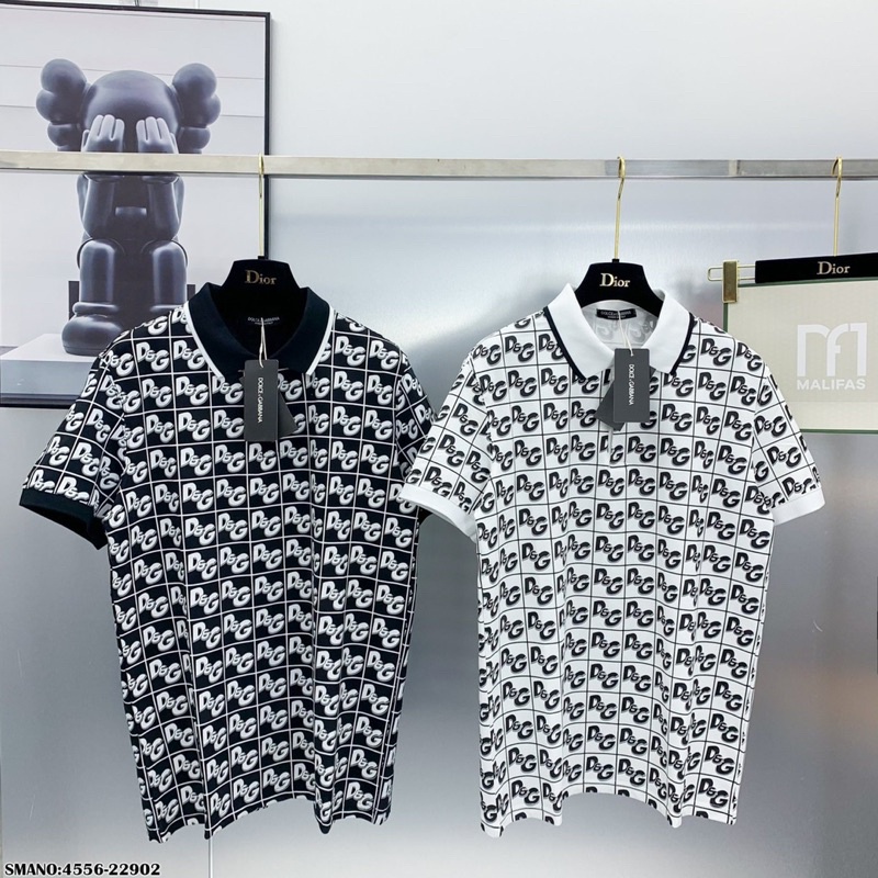 Áo Polo Nam DG Vân In Vải Cotton Cao Cấp - Áo Polo DG Cao Cấp Cho Nam