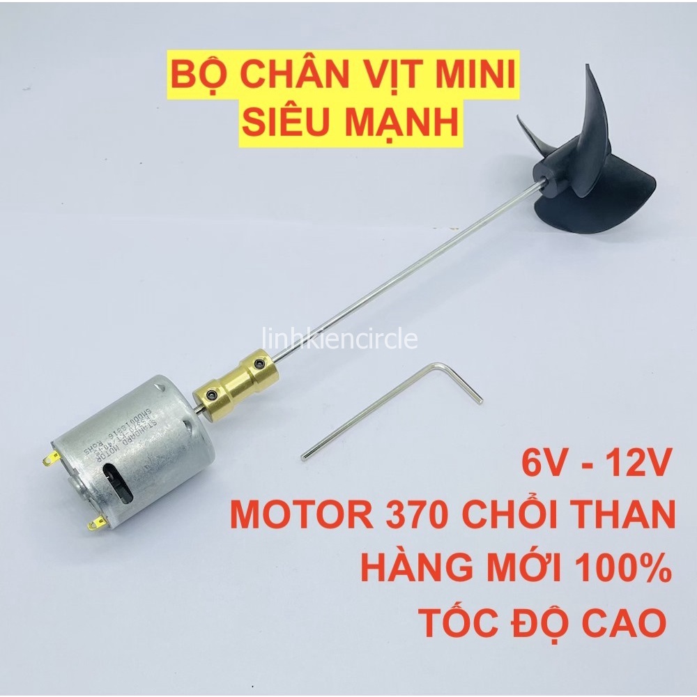 Bộ chân vịt mini chế thuyền 6V - 12V siêu mạnh hàng mới 100% motor 370 có chổi than