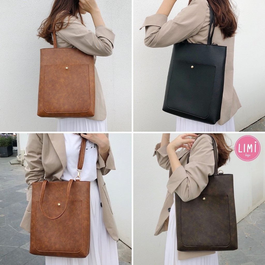 Túi Da nữ Lucky Tote thời trang đi học đi làm công sở phong cách Hàn Quốc đẹp Limi Bags