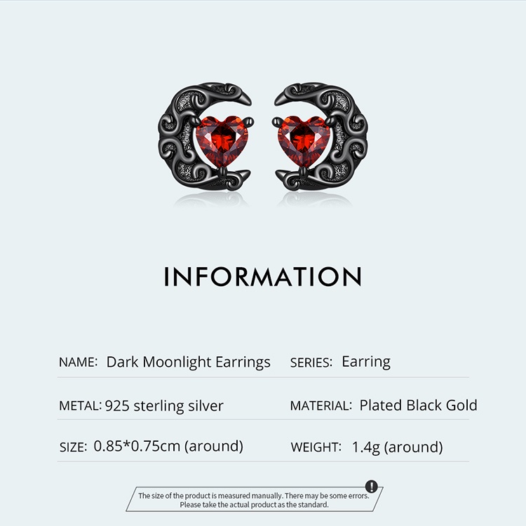 BAMOER Bông Tai bạc 925 HìNh Trăng KhuyếT Halloween ThờI Trang