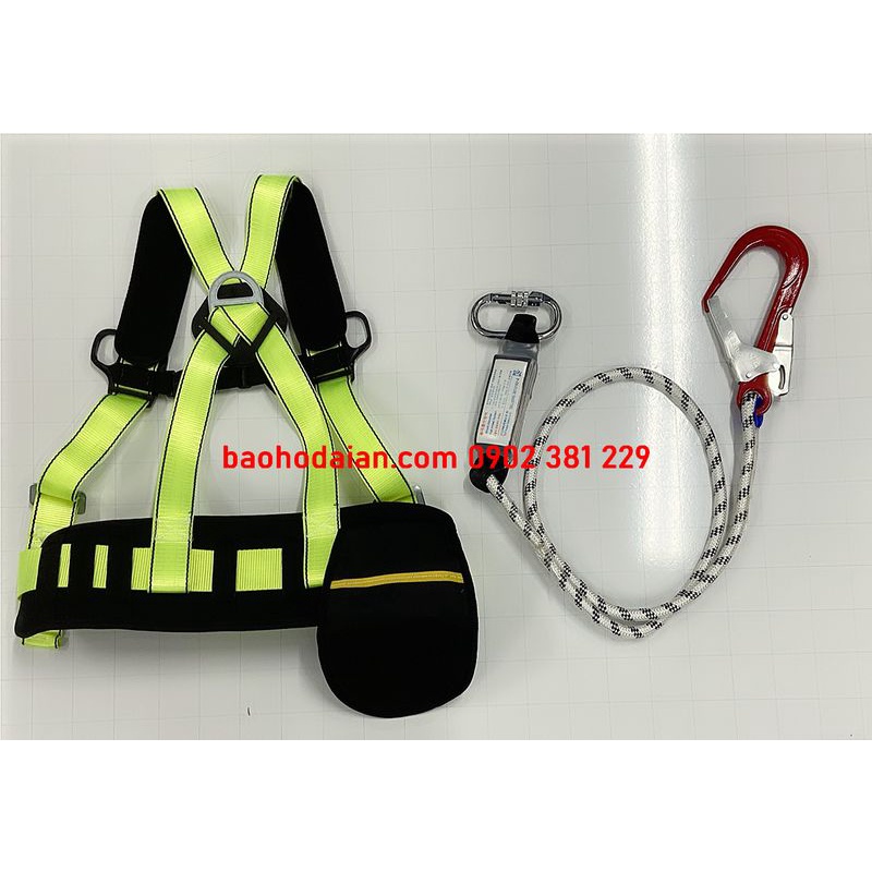 Dây an toàn bán thân 1 móc nhôm dây thừng giảm sốc Hàn Quốc có túi