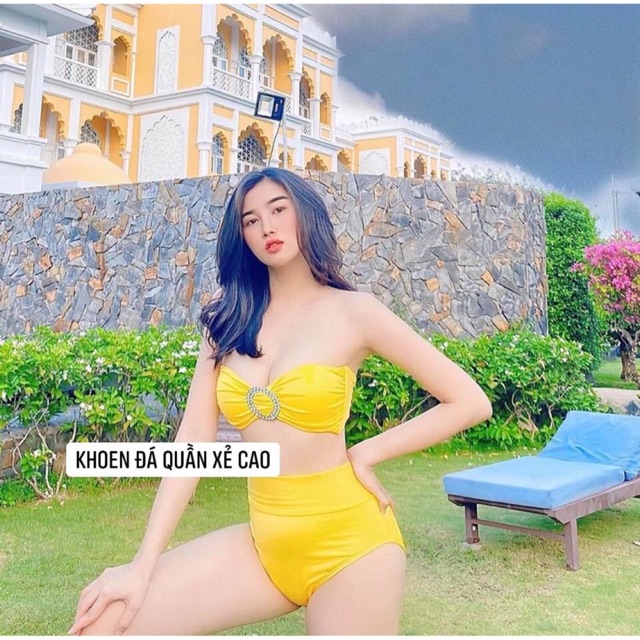 Bikini Đồ Bơi 2 Mảnh Khoen Đá Quần Xẻ Cao, Kèm Dây Áo GK0218 (Ảnh Thật, Nhiều Màu)