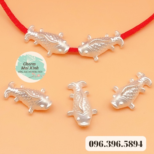 (S925) Cá Chép Chữ Phúc Cách Tân - phụ kiện xâu vòng tay nam nữ, charm phối vòng tay phong thuỷ handmade tự làm