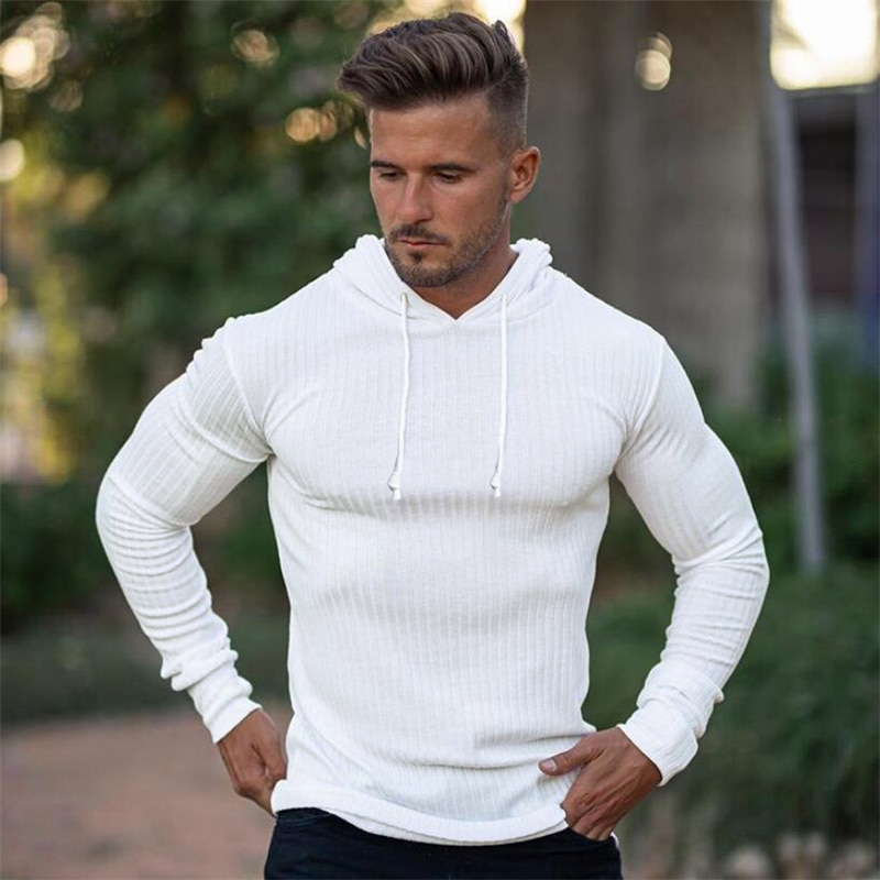 Men's Long Sleeve Hooded Sweaters Spring Autumn Pullovers T Shirt Simple Round Collar Clothing Slim Casual Loose Male T Shirts | BigBuy360 - bigbuy360.vn