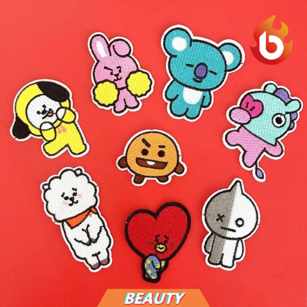 BEAUTY Easy to Operate Clothes Patches Clothes Decoration Sew Fabric BT21 Iron On Patch Suitable for Bags Caps Towels with Back Adhesive BTS Peripheral Product Durable Embroidery Process