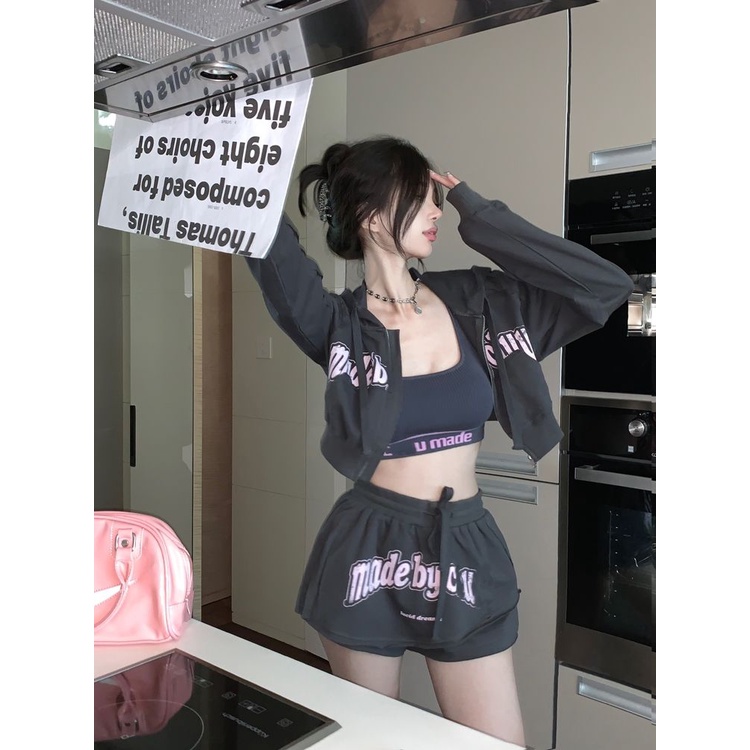 Set Áo Khoác Có Nón + Quần Dài Dây Rút Phong Cách Mới Cho Nữ