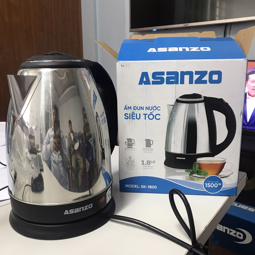 Ấm siêu tốc bình đun Asanzo SK-1800 SK1800 bảo hành 6 tháng
