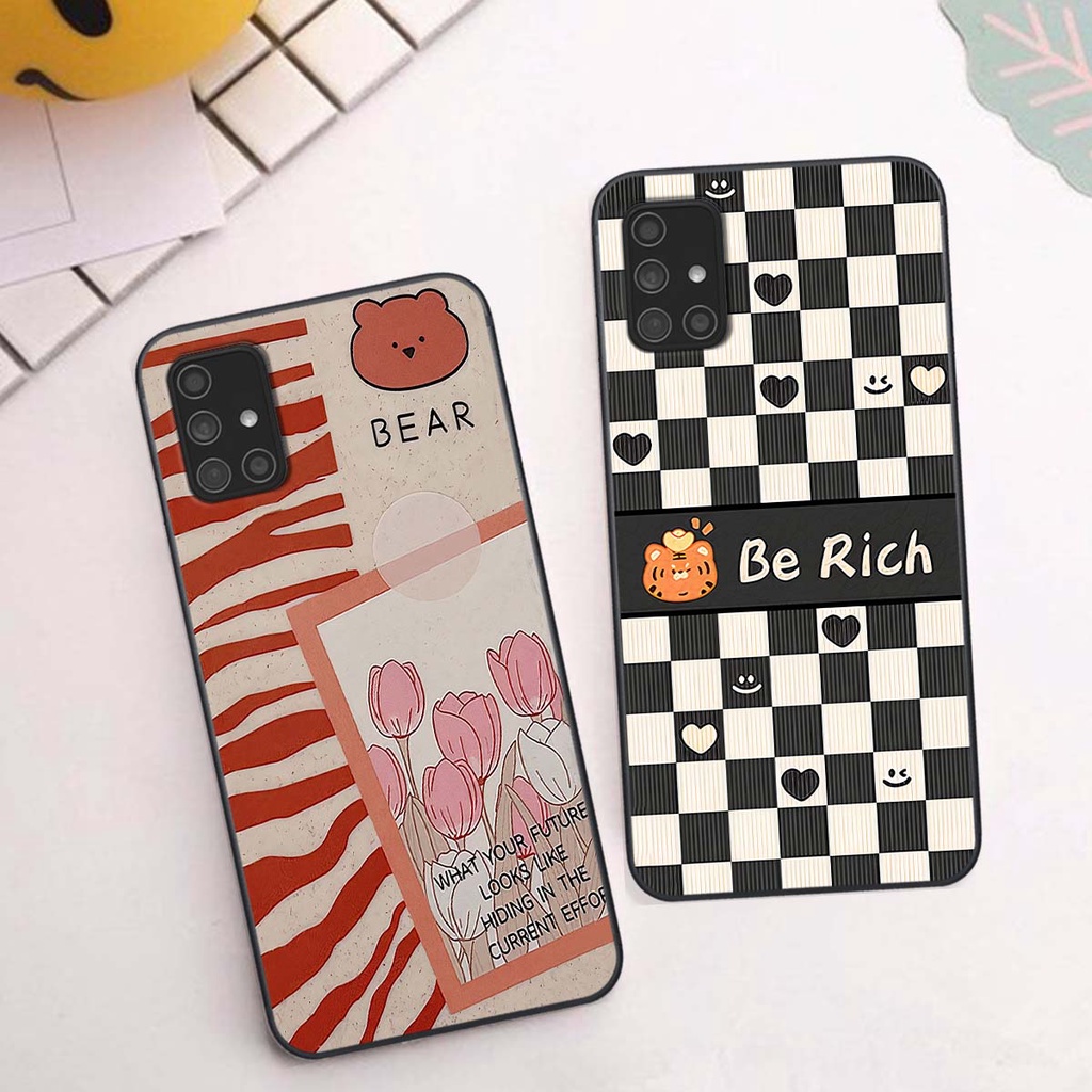 Ốp Samsung A31 / A51 / A71 gấu Bear rick caro vuông thời trang siêu đẹp