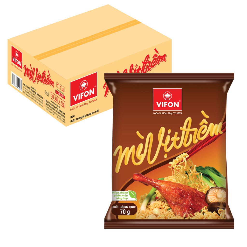 [Nhập FMCG411 -8% Đơn từ 199K]Thùng 30 Mì Vịt Tiềm VIFON 70g/Gói