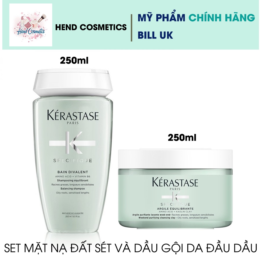Set Mặt Nạ Đất Sét và Dầu Gội Cho Da Đầu Dầu Kerastase (Purifying Cleansing Clay 250ml + Bain Divalent 250ml)