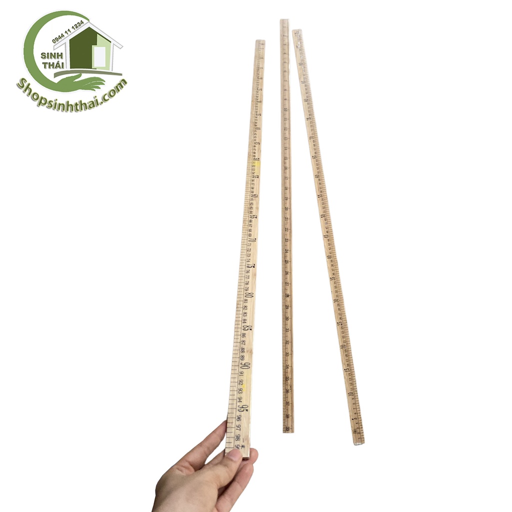 Thước gỗ đo mm, thước dài 1 mét