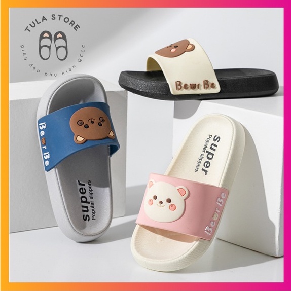 Dép lê gấu Bear, dép quai ngang cho bé trai, bé gái 3-8 tuổi đi trong nhà chống trơn Tula store